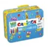 Carioca Caja Metalica con 100 Rotuladores Punta Fina y Tinta Superlavable - 1 Album para Colorear - Dedicado a Pequeños Artistas