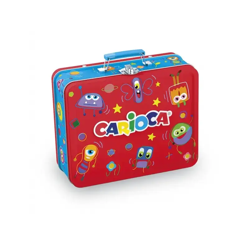 Carioca Caja Metalica con 100 Rotuladores Punta Fina y Tinta Superlavable - 1 Album para Colorear - Dedicado a Pequeños Artistas