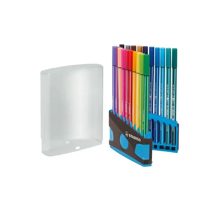 Stabilo Premium Pen 68 Estuche con 20 Rotuladores - Punta de Fibra - Trazo de 1mm aprox. - Alto Brillo y Luminosidad de Color -