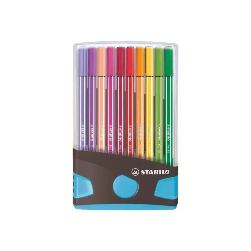 Stabilo Premium Pen 68 Estuche con 20 Rotuladores - Punta de Fibra - Trazo de 1mm aprox. - Alto Brillo y Luminosidad de Color -