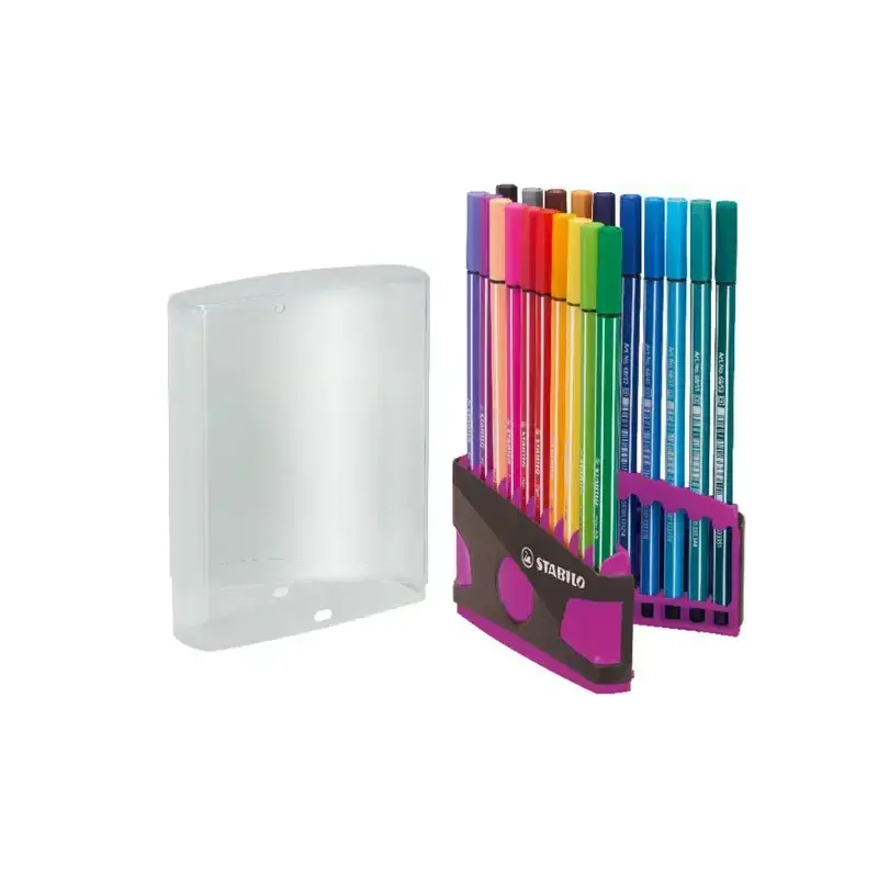 Stabilo Premium Pen 68 Estuche con 20 Rotuladores - Punta de Fibra - Trazo de 1mm aprox. - Alto Brillo y Luminosidad de Color -