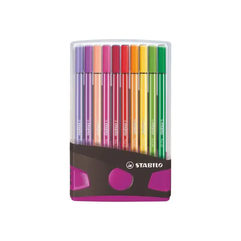 Stabilo Premium Pen 68 Estuche con 20 Rotuladores - Punta de Fibra - Trazo de 1mm aprox. - Alto Brillo y Luminosidad de Color -