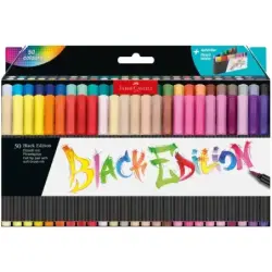 Faber-Castell Black Edition Pack de 50 Rotuladores Punta Pincel - Tinta a Base de Colorantes Alimentarios - Colores Surtidos | A