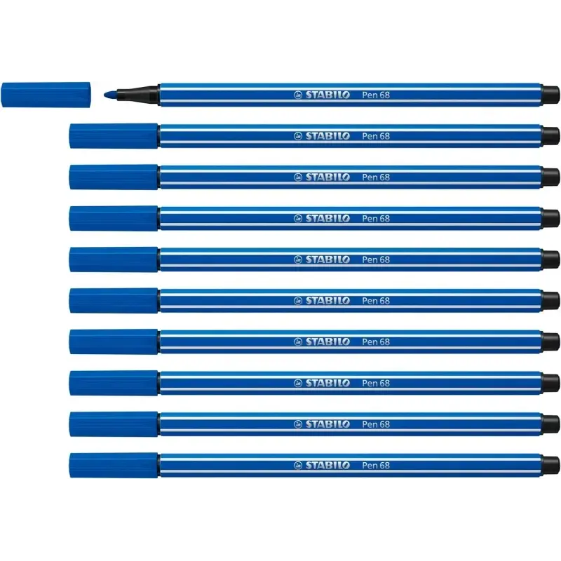 Stabilo Pen 68 Rotulador de Punta de Fibra - Trazo de 1mm aprox. - Tinta con Base de Agua - Color Azul Oscuro | Ahorro Imprimien