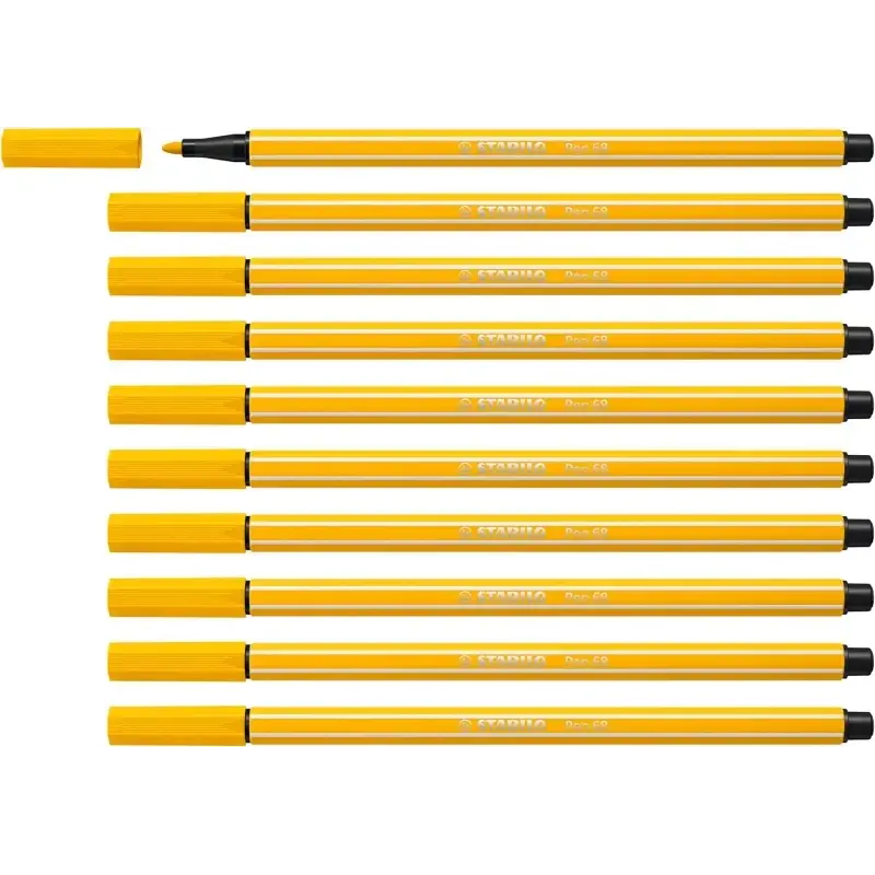 Stabilo Pen 68 Rotulador de Punta de Fibra - Trazo de 1mm aprox. - Tinta con Base de Agua - Color Amarillo | Ahorro Imprimiendo