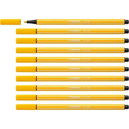 Stabilo Pen 68 Rotulador de Punta de Fibra - Trazo de 1mm aprox. - Tinta con Base de Agua - Color Amarillo | Ahorro Imprimiendo
