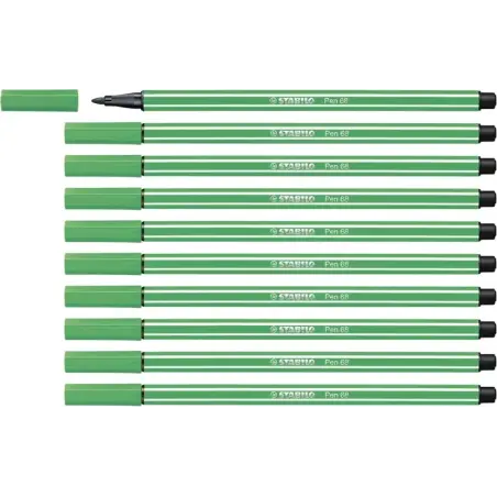 Stabilo Pen 68 Rotulador de Punta de Fibra - Trazo de 1mm aprox. - Tinta con Base de Agua - Color Verde | Ahorro Imprimiendo