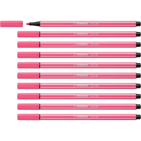 Stabilo Pen 68 Rotulador de Punta de Fibra - Trazo de 1mm aprox. - Tinta con Base de Agua - Color Rosa | Ahorro Imprimiendo