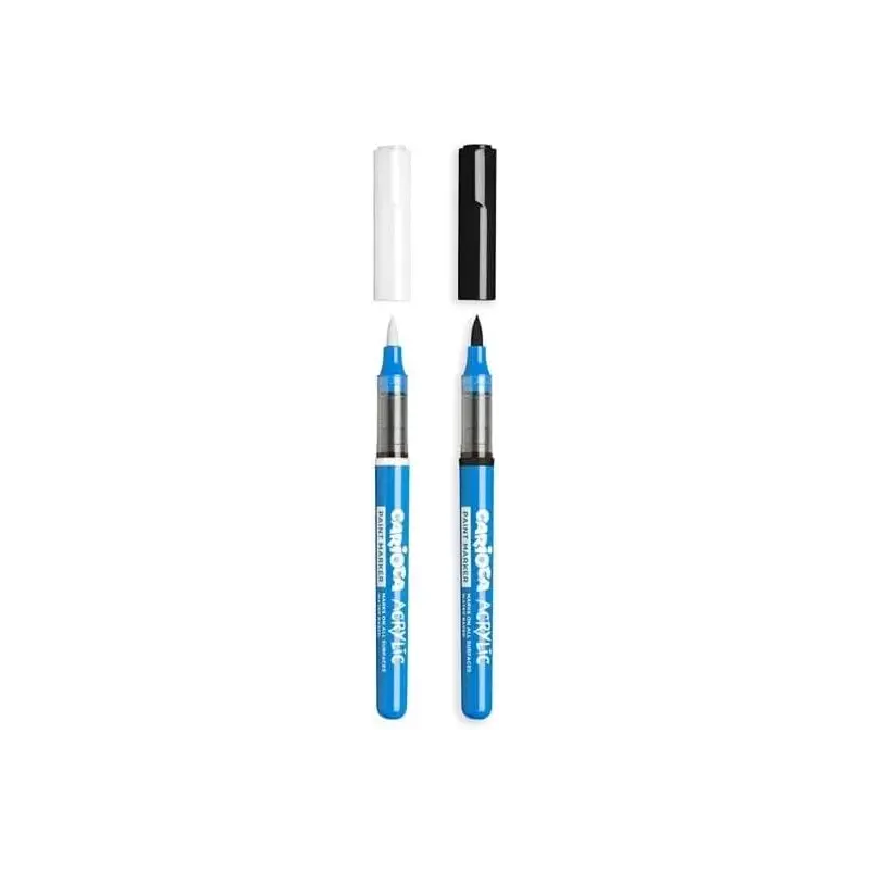 Carioca Acrylic Pack de 2 Marcadores de Pintura Acrilica - Punta Pincel - Tinta a Base de Agua - Alta Cobertura - Colores Blanco