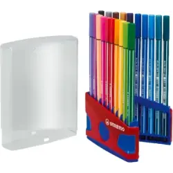 Stabilo Premium Pen 68 Estuche con 20 Rotuladores - Punta de Fibra - Trazo de 1mm aprox. - Alto Brillo y Luminosidad de Color -