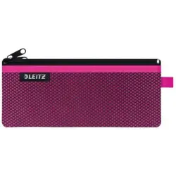 Leitz WOW Bolsa Porta-Todo Mediana 2 Compartimentos - Tamaño 85x6x210mm - Lavable y Duradera - Cierre de Cremallera - Color Fucs