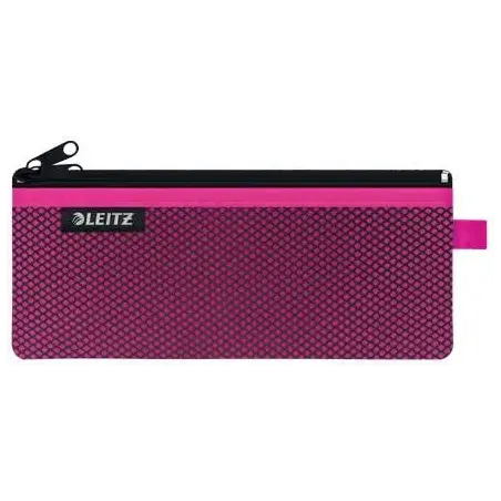 Leitz WOW Bolsa Porta-Todo Mediana 2 Compartimentos - Tamaño 85x6x210mm - Lavable y Duradera - Cierre de Cremallera - Color Fucs