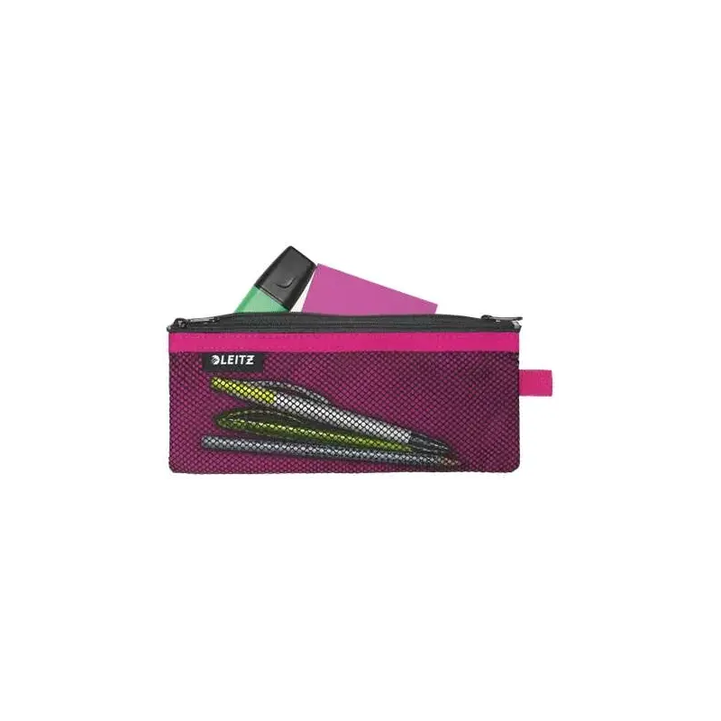 Leitz WOW Bolsa Porta-Todo Mediana 2 Compartimentos - Tamaño 85x6x210mm - Lavable y Duradera - Cierre de Cremallera - Color Fucs