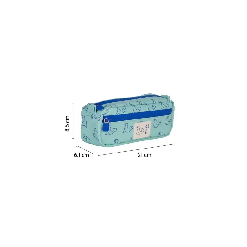 Milan Coleccion 460 Portatodo Rectangular - 2 Compartimentos con Cremallera - Color Verde/Azul | Ahorro Imprimiendo