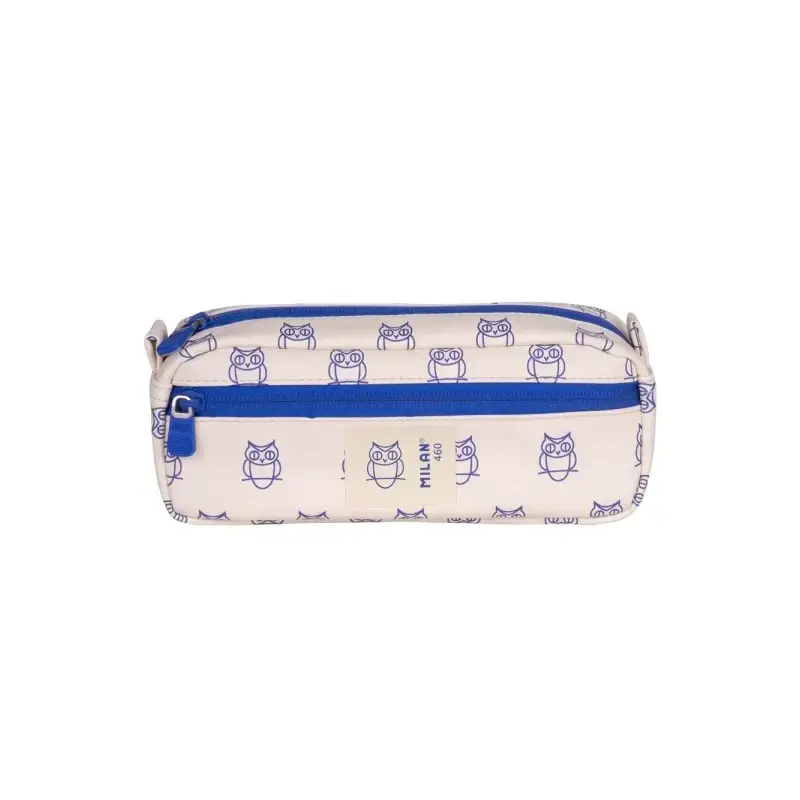 Milan Coleccion 460 Portatodo Rectangular - 2 Compartimentos con Cremallera - Color Beige/Azul | Ahorro Imprimiendo