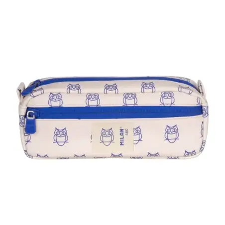 Milan Coleccion 460 Portatodo Rectangular - 2 Compartimentos con Cremallera - Color Beige/Azul | Ahorro Imprimiendo