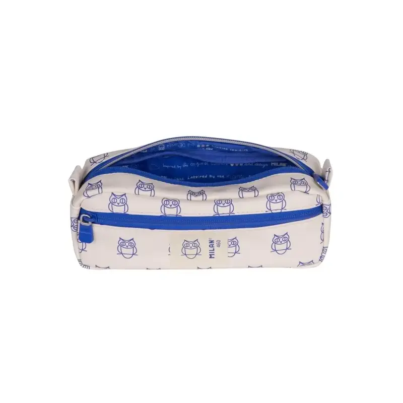 Milan Coleccion 460 Portatodo Rectangular - 2 Compartimentos con Cremallera - Color Beige/Azul | Ahorro Imprimiendo