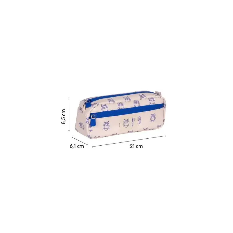 Milan Coleccion 460 Portatodo Rectangular - 2 Compartimentos con Cremallera - Color Beige/Azul | Ahorro Imprimiendo