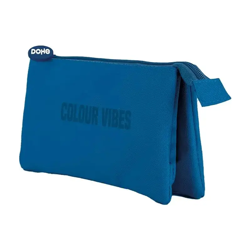 Dohe Colour Vibes Portatodo Triple - Cierre Doble con Cremallera y Tirador de Goma - Color Azul | Ahorro Imprimiendo
