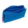 Safta Benetton Basics Azulina Portatodo - 3 Compartimentos con Cremalleras - Bolsillo Interior - 0.6L - 220x30x120mm - Color Azu