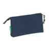 Safta Benetton Basics Antracita Portatodo - 3 Compartimentos con Cremalleras - Bolsillo Interior - 0.6L - 220x30x120mm - Color A