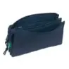 Safta Benetton Basics Antracita Portatodo - 3 Compartimentos con Cremalleras - Bolsillo Interior - 0.6L - 220x30x120mm - Color A