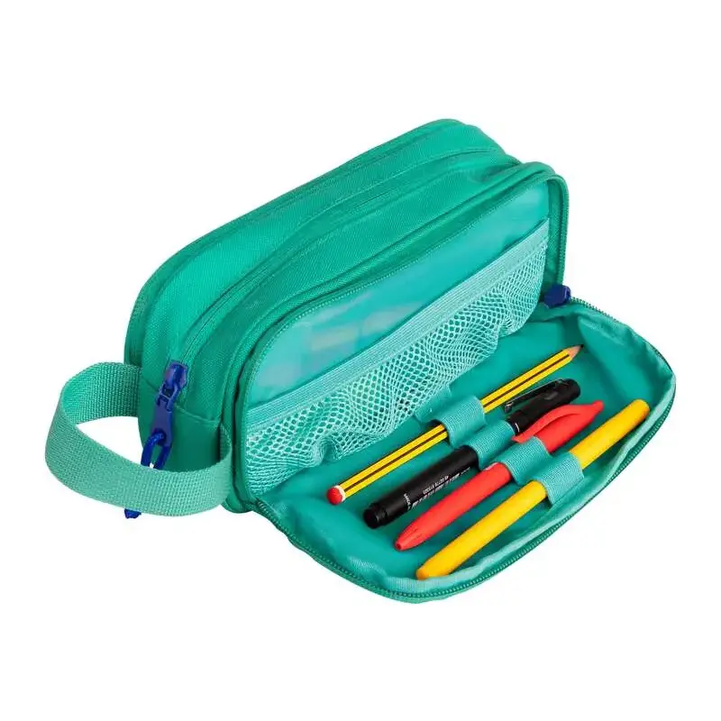 Oxford B-Smart Estuche Portatodo - 3 Compartimentos - Asa Lateral - Fabricado en Material Reciclado - Color Turquesa | Ahorro Im