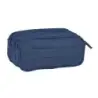 Safta Basic Portatodo - 3 Compartimentos con Cremalleras - Bolsillo Frontal - Cinta Adaptable - 1.72L - 215x80x100mm - Color Azu