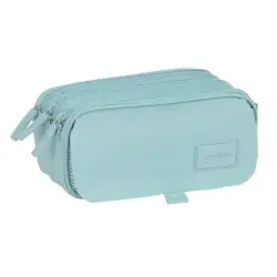 Safta Basic Portatodo - 3 Compartimentos con Cremalleras - Bolsillo Frontal - Cinta Adaptable - 1.72L - 215x80x100mm - Color Tur
