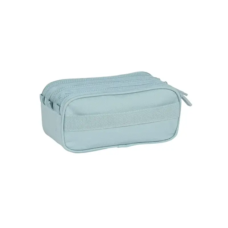 Safta Basic Portatodo - 3 Compartimentos con Cremalleras - Bolsillo Frontal - Cinta Adaptable - 1.72L - 215x80x100mm - Color Tur
