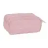 Safta Basic Portatodo - 3 Compartimentos con Cremalleras - Bolsillo Frontal - Cinta Adaptable - 1.72L - 215x80x100mm - Color Ros