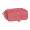 Safta Basic Portatodo - 3 Compartimentos con Cremalleras - Bolsillo Frontal - Cinta Adaptable - 1.72L - 215x80x100mm - Color Ros