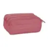 Safta Basic Portatodo - 3 Compartimentos con Cremalleras - Bolsillo Frontal - Cinta Adaptable - 1.72L - 215x80x100mm - Color Ros