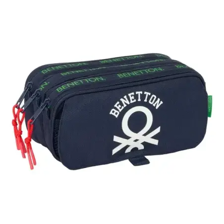 Safta Benetton Together Portatodo - 3 Compartimentos con Cremalleras - Bolsillo Frontal - Cinta Adaptable - 1.72L - 215x80x100mm