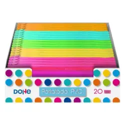 Dohe Expositor con 20 Portatodos Simples Planos - Fabricados en PVC de 280 Micras Transparente - Cierre de Cremallera - Colores
