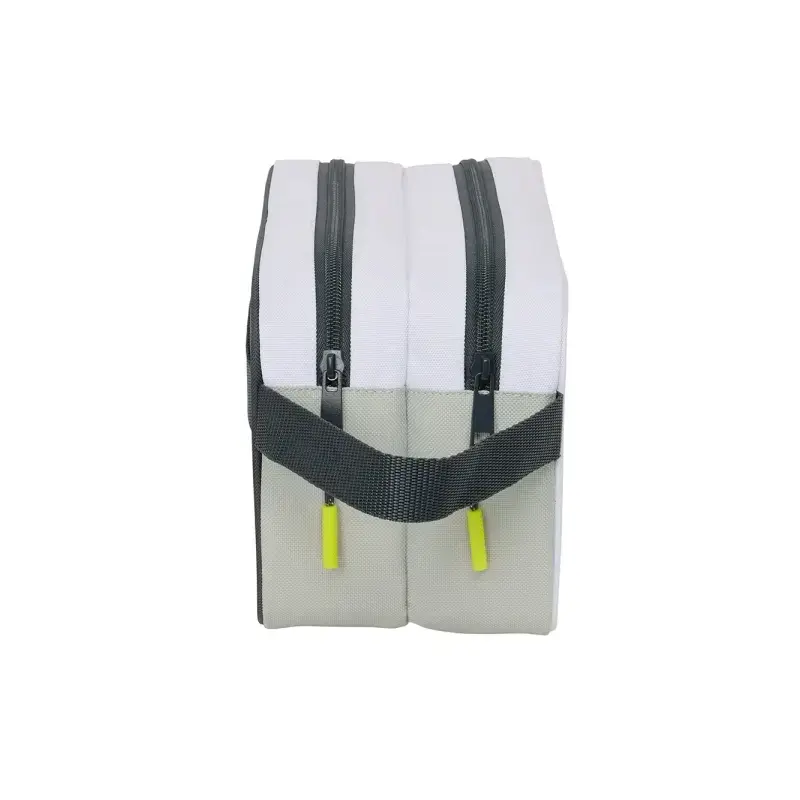 Safta Real Madrid Neceser de 5L Portatodo - 2 Compartimentos - Asa de Mano - Cierre de Cremallera - 26x15x12.5cm - Color Blanco