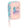 Safta Stitch Ohana Plumier de 3 Pisos - 37 Piezas - 1.3L - Goma - Lapiz - Boligrafos - Sacapuntas - Reglas - 16 Colores - 14 Rot