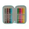 Safta Stitch Ohana Plumier de 3 Pisos - 37 Piezas - 1.3L - Goma - Lapiz - Boligrafos - Sacapuntas - Reglas - 16 Colores - 14 Rot