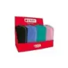 Enri Expositor de 20 Estuches de Silicona - Cierre de Cremallera - Asa de Transporte - Colores Negro, Verde Azulado, Azul y Rosa