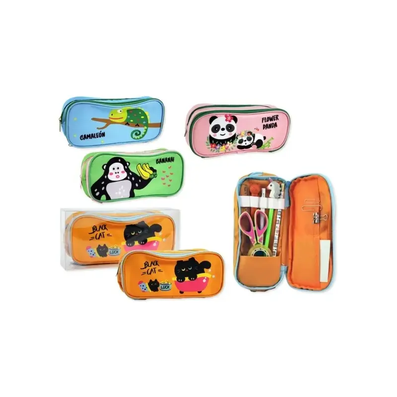 Bismark Animals Portatodo con Divertdas Imagenes de Animales - 2 Compartimentos - 4 Diseños Diferentes | Ahorro Imprimiendo
