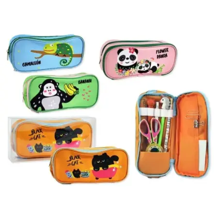 Bismark Animals Portatodo con Divertdas Imagenes de Animales - 2 Compartimentos - 4 Diseños Diferentes | Ahorro Imprimiendo