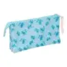 Safta Stitch Ohana Portatodo - 3 Compartimentos con Cremalleras - Bolsillo Interior - 0.6L - 220x30x120mm - Color Azul Claro | A