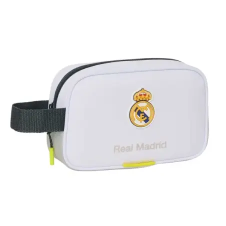 Safta Real Madrid Neceser de 2L Portatodo - Asa de Mano - Cierre de Cremallera - 22x13.5x8cm - Color Blanco y Negro | Ahorro Imp