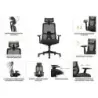 Cromad Senior SE1300 Silla de Oficina - Reposacabezas, Respaldo y Reposabrazos 3D Ajustables - Asiento con Espuma de Alta Calida