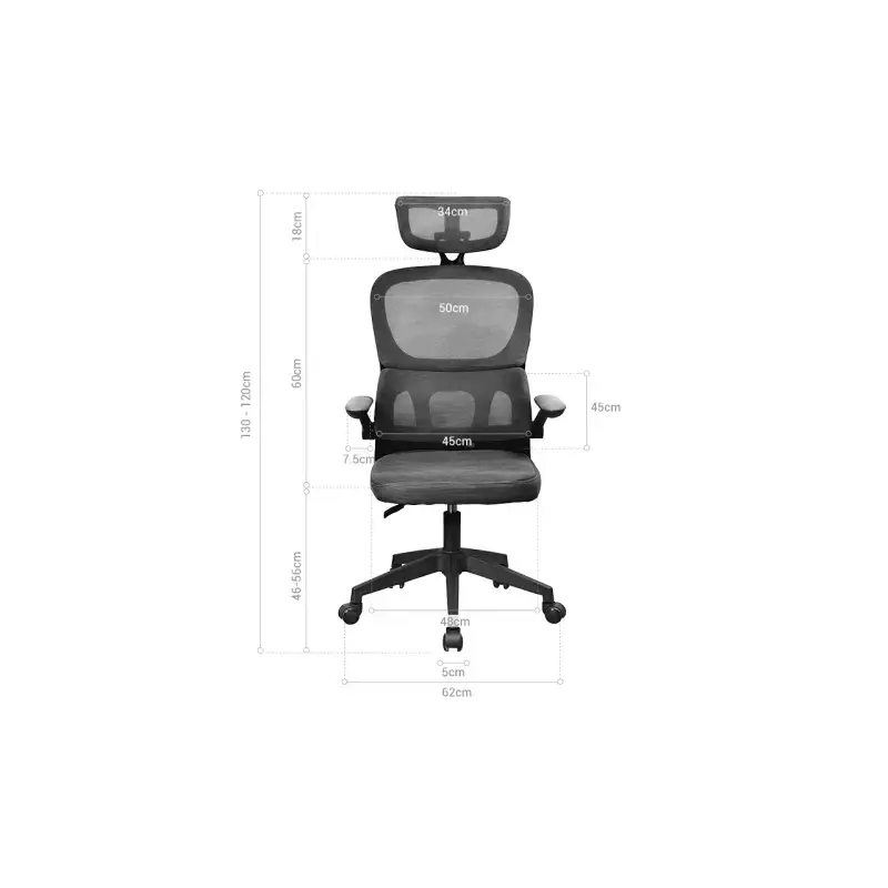 Mars Gaming MGC-ERGOPRO Silla de Oficina Ergonomica - Reposacabezas, Soporte Lumbar y Reposabrazos Ajustable - Malla Transpirabl