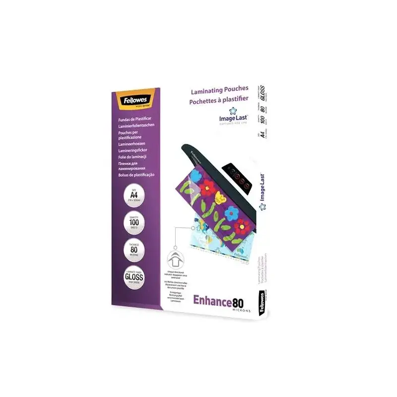 Fellowes Pack de 100 Fundas para Plastificar Brillo A4 - 80 Micras - Alta Calidad - Transparente | Ahorro Imprimiendo