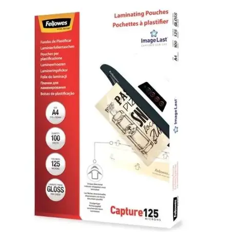 Fellowes Pack de 100 Fundas para Plastificar Brillo A4 - 125 Micras - Alta Calidad - Transparente | Ahorro Imprimiendo