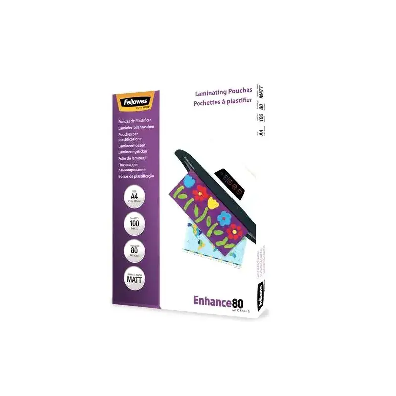 Fellowes Pack de 100 Fundas para Plastificar Mate A4 - 80 Micras - Alta Calidad - Transparente | Ahorro Imprimiendo
