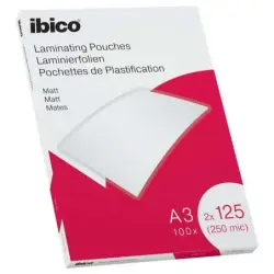 Ibico Caja de 100 Laminas de Plastificar Mate A3 125 Micras - Superficie Mate - Plastifica Papel, Fotos, Tarjetas de Visita - Tr
