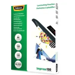 Fellowes Pack de 100 Fundas para Plastificar Brillo A4 - 100 Micras - Alta Calidad - Transparente | Ahorro Imprimiendo